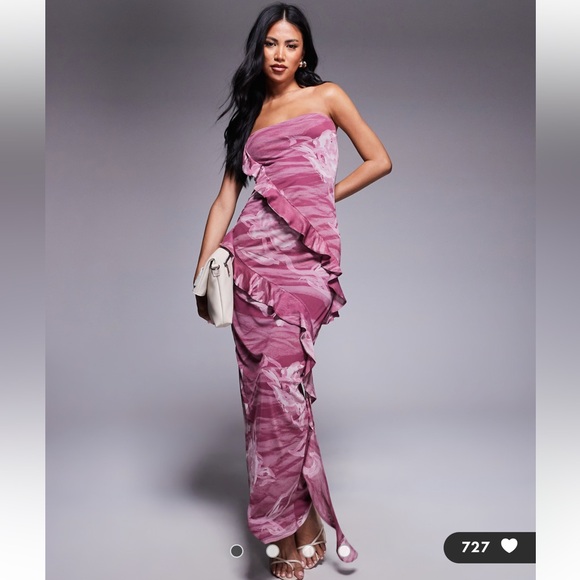 ASOS Strapless Pink Ruffle Dress - Picture 1 of 4